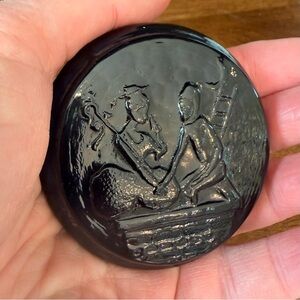 Blenko Cobalt Pressed Glass Paperweight - Death of Laocoon, Greek Mythology RARE